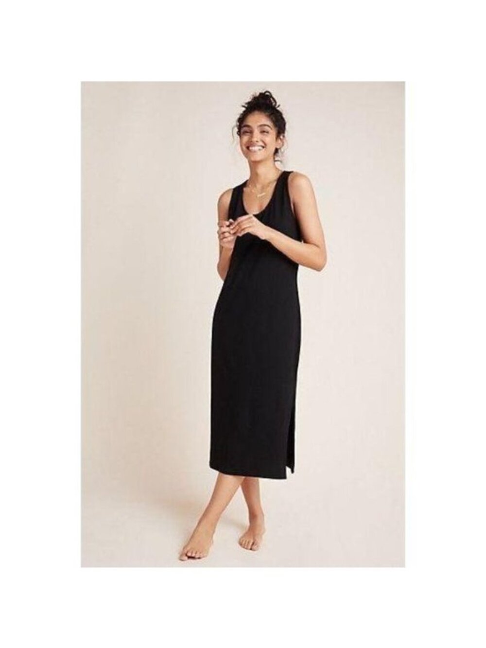 Stateside Ribbed Black Sleeveless Jersey Midi Dress XS